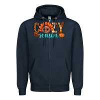 Navy turkey cozy season thanksgiving bbs Zipper Hoodie - BundleAndBundleShop