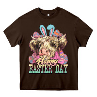 Chocolate Brown Easter Day Cow Heavy Core Tee - NancyCooperArtShop