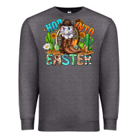 Charcoal Heather Hop Into Easter Bunny Western Premium Sweatshirt - CowhideDigitalArt