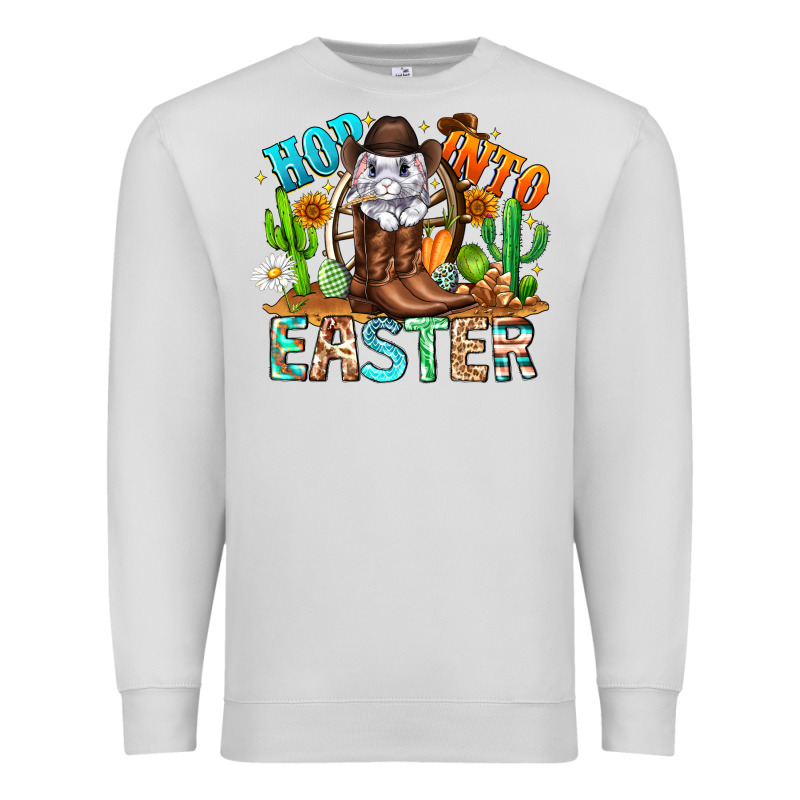Hop Into Easter Bunny Western Premium Sweatshirt by CowhideDigitalArt | Teevron