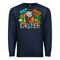 Navy Hop Into Easter Bunny Western Premium Sweatshirt - CowhideDigitalArt