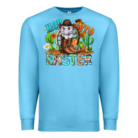 Ocean Blue Hop Into Easter Bunny Western Premium Sweatshirt - CowhideDigitalArt