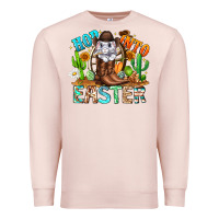 Pale Pink Hop Into Easter Bunny Western Premium Sweatshirt - CowhideDigitalArt