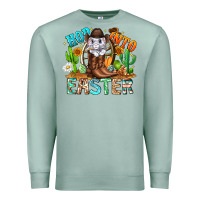 Seafoam Hop Into Easter Bunny Western Premium Sweatshirt - CowhideDigitalArt