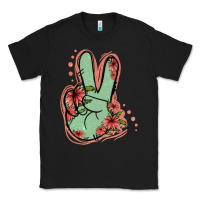 Black Green Glitter Floral Peace Sign Classic Tee - Jasminsmagicworld