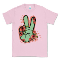 Bubblegum Pink Green Glitter Floral Peace Sign Classic Tee - Jasminsmagicworld