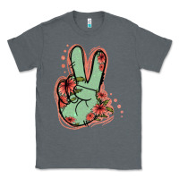 Charcoal Heather Green Glitter Floral Peace Sign Classic Tee - Jasminsmagicworld