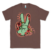 Chestnut Green Glitter Floral Peace Sign Classic Tee - Jasminsmagicworld