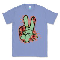 Colony Blue Green Glitter Floral Peace Sign Classic Tee - Jasminsmagicworld