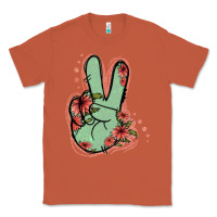 Copper Green Glitter Floral Peace Sign Classic Tee - Jasminsmagicworld