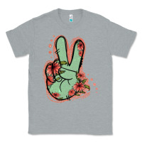 Heather Grey Green Glitter Floral Peace Sign Classic Tee - Jasminsmagicworld