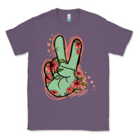 Lavender Green Glitter Floral Peace Sign Classic Tee - Jasminsmagicworld