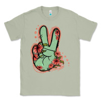 Matcha Green Glitter Floral Peace Sign Classic Tee - Jasminsmagicworld