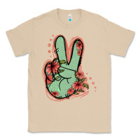 Mushroom Green Glitter Floral Peace Sign Classic Tee - Jasminsmagicworld