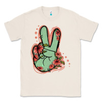 Natural Green Glitter Floral Peace Sign Classic Tee - Jasminsmagicworld