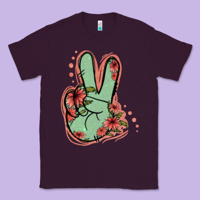 Green Glitter Floral Peace Sign Classic Tee Designed By Jasminsmagicworld