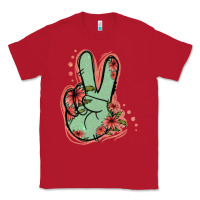 Red Green Glitter Floral Peace Sign Classic Tee - Jasminsmagicworld