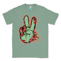 Sage Green Glitter Floral Peace Sign Classic Tee - Jasminsmagicworld