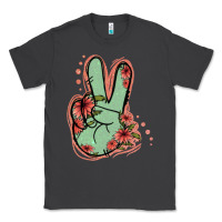 Smoke Green Glitter Floral Peace Sign Classic Tee - Jasminsmagicworld