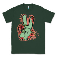 Sports Green Green Glitter Floral Peace Sign Classic Tee - Jasminsmagicworld