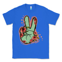 True Royal Green Glitter Floral Peace Sign Classic Tee - Jasminsmagicworld