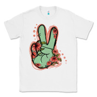 White Green Glitter Floral Peace Sign Classic Tee - Jasminsmagicworld