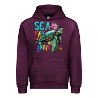 Mauve Wine sea you soon with sea turtle Urban Hoodie - Artiststas