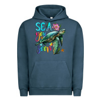 Pigment Midnight Navy sea you soon with sea turtle Urban Hoodie - Artiststas