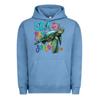 Pigment Pebble Blue sea you soon with sea turtle Urban Hoodie - Artiststas
