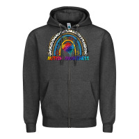 Charcoal Heather Autism Awareness rainbow Zipper Hoodie - FaDigitalArtStudio