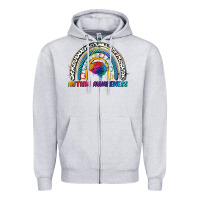 Heather Grey Autism Awareness rainbow Zipper Hoodie - FaDigitalArtStudio