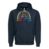 Navy Autism Awareness rainbow Zipper Hoodie - FaDigitalArtStudio