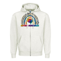 Oatmeal Heather Autism Awareness rainbow Zipper Hoodie - FaDigitalArtStudio