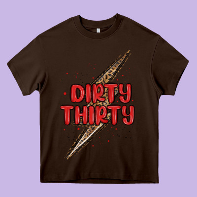 Dirty Thirty Lightning Bolt Heavy Core Tee Designed By Maliassmallbusiness