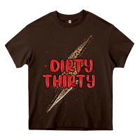 Chocolate Brown dirty thirty lightning bolt Heavy Core Tee - MaliasSmallBusiness