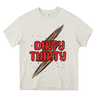 Cream dirty thirty lightning bolt Heavy Core Tee - MaliasSmallBusiness