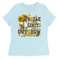 Baby Blue break your limits and outgrow yourself Ladies Tee - NancyCooperArtShop