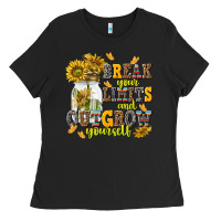 Black break your limits and outgrow yourself Ladies Tee - NancyCooperArtShop