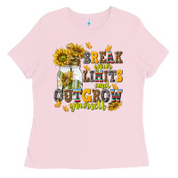 Bubblegum Pink break your limits and outgrow yourself Ladies Tee - NancyCooperArtShop