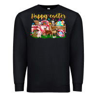 Black Happy Easter Animal Car Premium Sweatshirt - CowhideDigitalArt