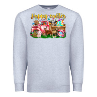 Heather Grey Happy Easter Animal Car Premium Sweatshirt - CowhideDigitalArt