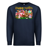 Navy Happy Easter Animal Car Premium Sweatshirt - CowhideDigitalArt