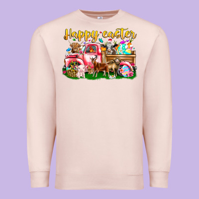 Happy Easter Animal Car Premium Sweatshirt Designed By Cowhidedigitalart