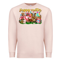 Pale Pink Happy Easter Animal Car Premium Sweatshirt - CowhideDigitalArt
