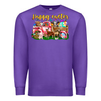 Purple Happy Easter Animal Car Premium Sweatshirt - CowhideDigitalArt