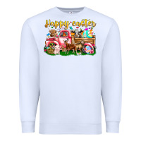 White Happy Easter Animal Car Premium Sweatshirt - CowhideDigitalArt