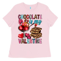 Bubblegum Pink chocolate is my valentine Ladies Tee - NancyCooperArtShop