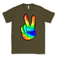 Army Green rainbow peace sign Classic Tee - Jasminsmagicworld