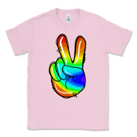 Bubblegum Pink rainbow peace sign Classic Tee - Jasminsmagicworld