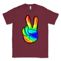 Burgundy rainbow peace sign Classic Tee - Jasminsmagicworld